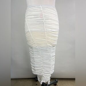 💚 2876. White Ruched Mesh Skirt/Dress